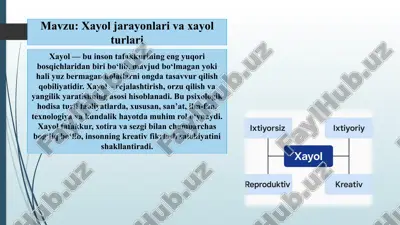 xayol jarayonlari va xayol turlari — PPTX