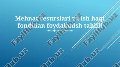 mehnat resurslari va ish haqi fondidan foydalanish tahlili — PPTX