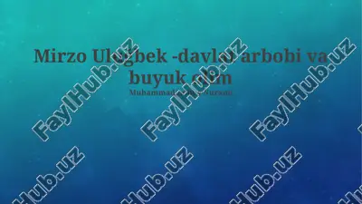 ulugʻbekning “ziji-i sultoniy” asari — PPTX