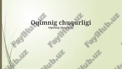 oqimnig chuqurligi — PPTX