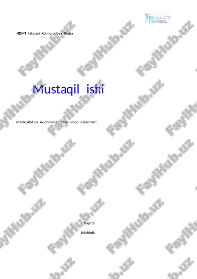 abdulla avloniyning "komil inson qarashlari" — DOCX