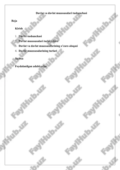davlat va davlat muassasalari tushunchasi 25 — DOCX
