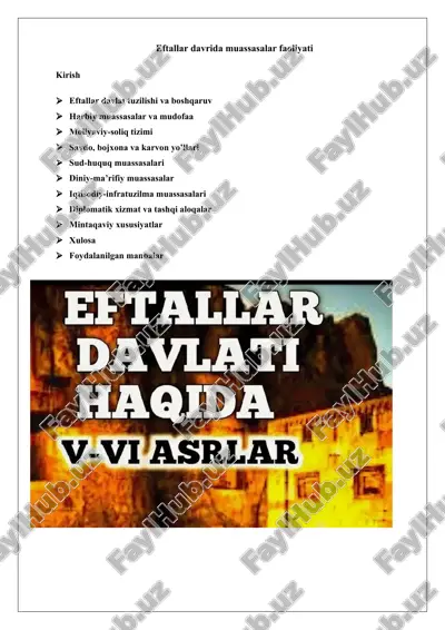 eftallar davrida muassasalar faoliyati 25 — DOCX