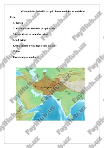 g‘aznaviylar davlatida dargoh, devon, mudofaa va sud tizimi 25 — DOCX