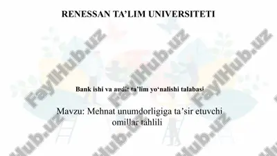 mehmat unumdorligiga ta’sir etuvchi omillar tahlili — PPTX