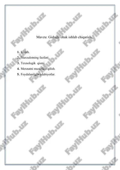 gidratli ohak ishlab chiqarish — DOCX
