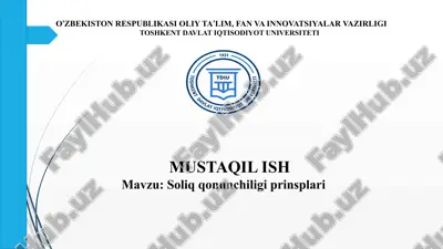 soliq qonunchilik prinsiplari — PPTX
