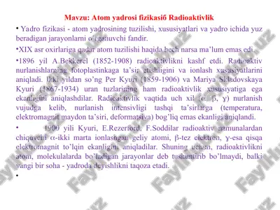 atom yadrosi fizikasi - radioaktivlik — PPT