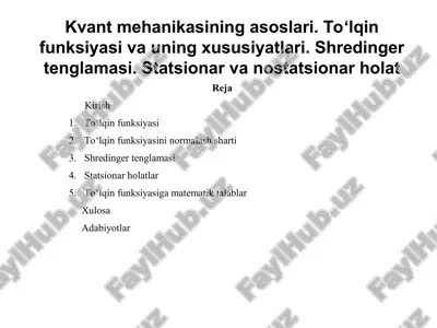 kvant mehanikasining asoslari — PPT