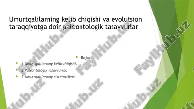 umurtqalilarningkelibchiqishivaevolutsiontaraqqiyot — PPTX