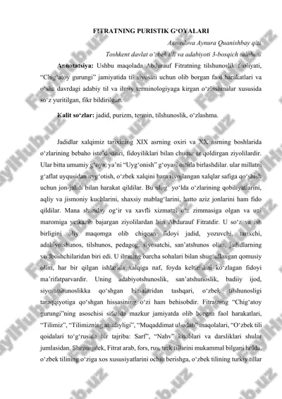 fitratning puristik g‘oyalari — DOCX