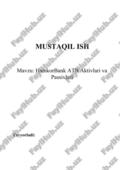 hamkorbank atb aktivlari va passivlari — DOCX