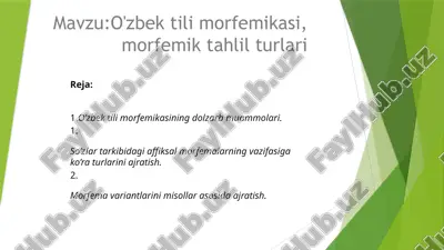 o'zbek tilimorfemikasi — PPTX