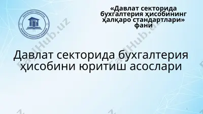 давлат секторида бухгалтерия ҳисобини юритиш асослари — PPTX
