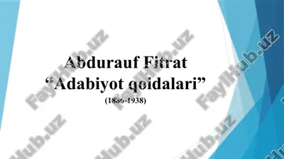 abdurauf fitrat “adabiyot qoidalari” — PPTX