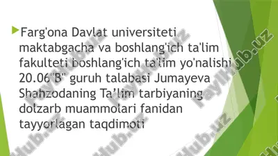 ta'lim sohasidagi davlat siyosatining asosiy tamoyillari — PPTX