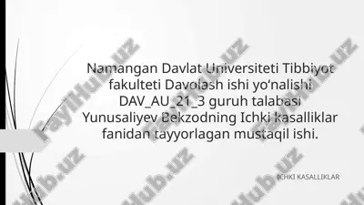 ichkikasalliklar faniga darslik — PPTX