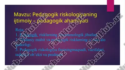 pedagogik riskologiya — PPTX