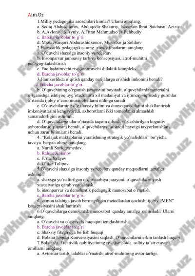milliy pedagogika asoschilari kimlar? ularni aniqlang. — DOCX