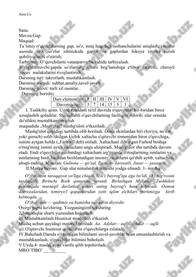 "muzyorar" mashg'uloti — DOCX