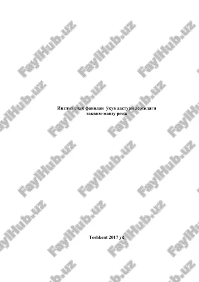 ingliz tilidan yillik taqvim mavzu rejası — DOCX