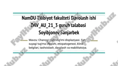 chanoq - son bogʻimi displaziyasi — PPTX