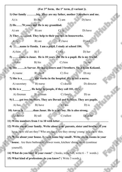 tushunchangizni sinab ko'ring: o'quv materiallari (grammar) — DOC