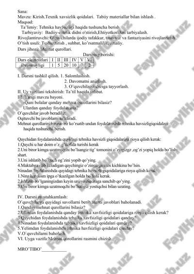 texnik xavsizlik metodikasi — DOCX