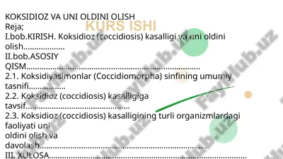 koksidioz va uni oldini olish — PPTX