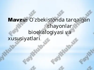 o`zbekistonda tarqalgan chayonlar — PPTX