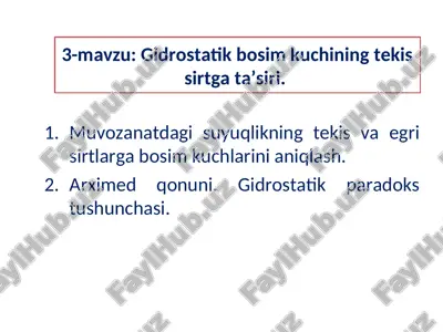 gidrostatik bosim — PPT