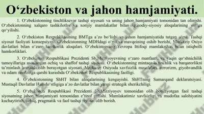 o‘zbekiston va jahon hamjamiyati — PPTX