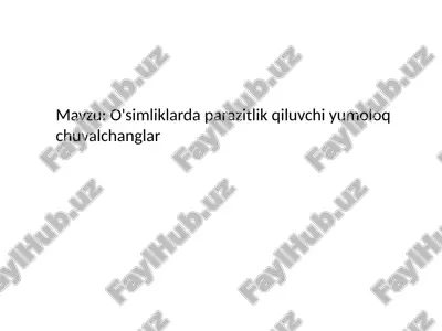 o'simliklarda parazitlik qiluvchi yumoloq chuvalchanglar — PPTX