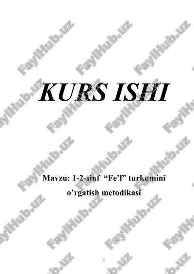 "fe'l" turkumini o'rgatish metodikasi — DOCX