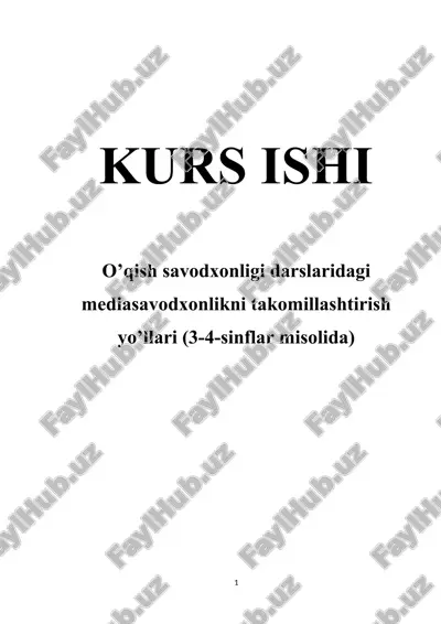 o‘qish savodxonligi darslaridagi mediasavodxonlikni takomillashtirish yo‘llari (3-4-sinflar misolida) — DOCX