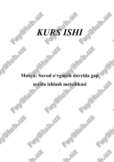 savod o‘rgatish davrida gap ustida ishlash metodikasi — DOCX