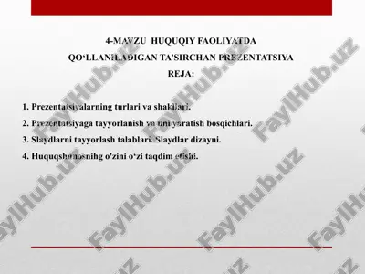 huquqiy faoliyatda qo‘llaniladigan ta’sirchan prezentatsiya — PPTX