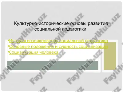 kulturno-istoricheskie osnovi razvitiya sotsialnoy pedagogiki — PPT