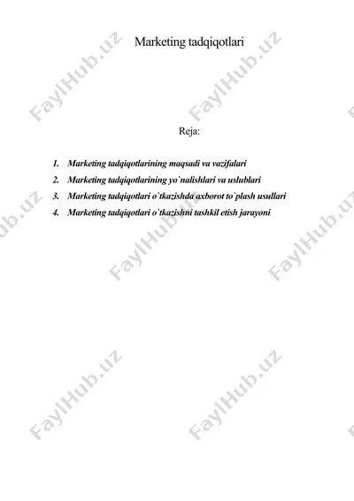 маркетинг тадқиқотлари — DOC