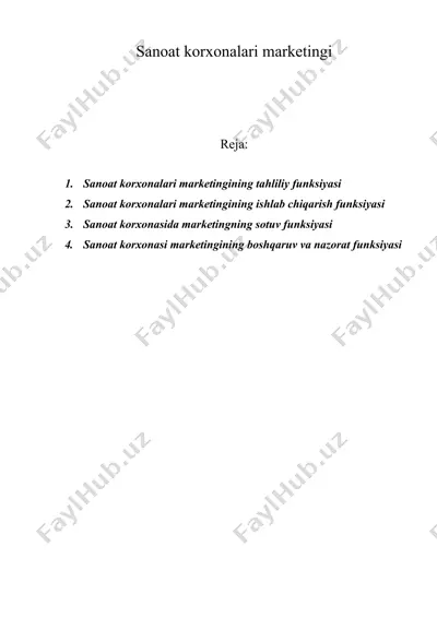 sanoat korxonalari marketingi — DOC