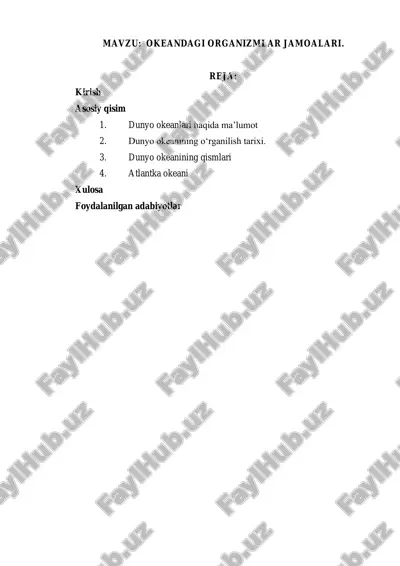 okeanlardagi organizmalar jamoalari — PDF