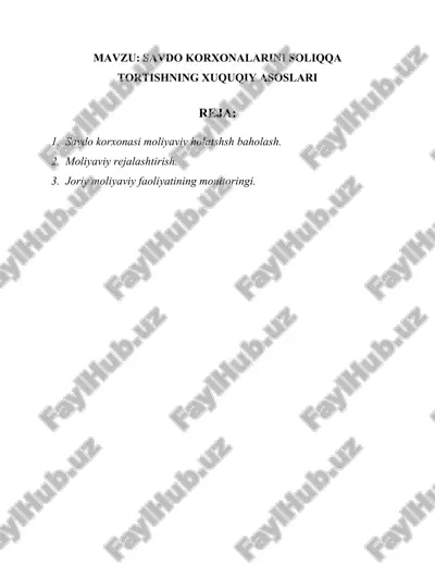 savdo korxonalarini soliqqa tortishning xuquqiy asoslari — DOCX