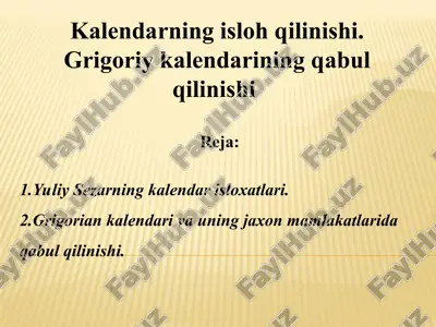 kalendarning isloh qilinishi — PPT