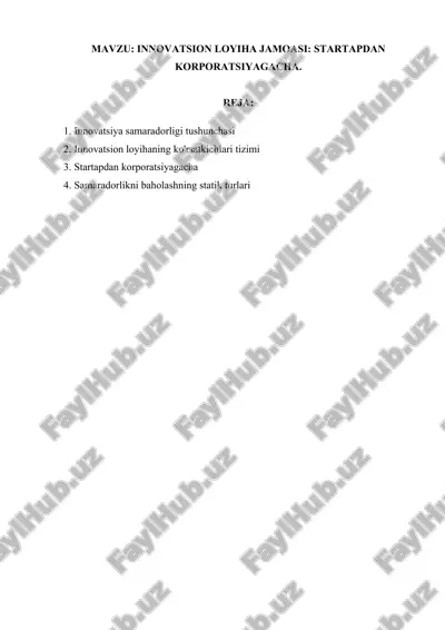 innovatsiya samaradorligi tushunchasi — DOCX