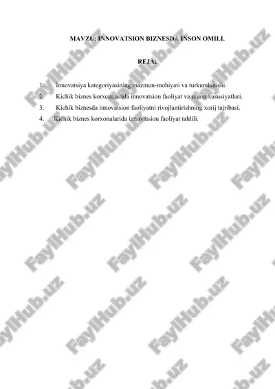 innovatsiya kategoriyasining mazmun-mohiyati va turkumlanishi — DOCX