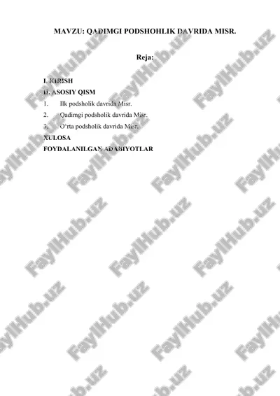 qadimgi podsholik davrida misr — DOCX