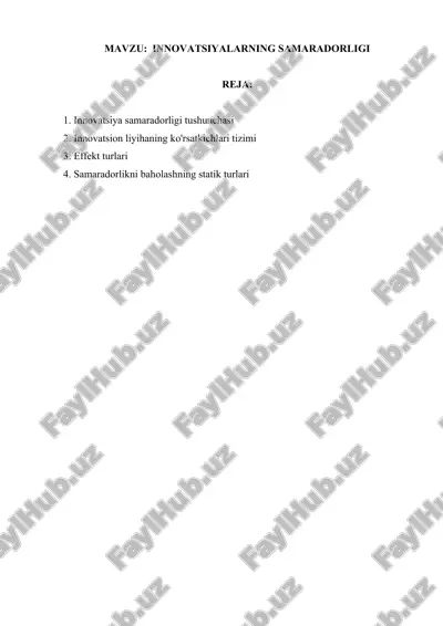 innovatsiya samaradorligi tushunchasi — DOCX