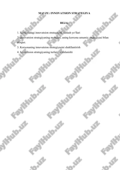 innovatsion strategiya — DOCX