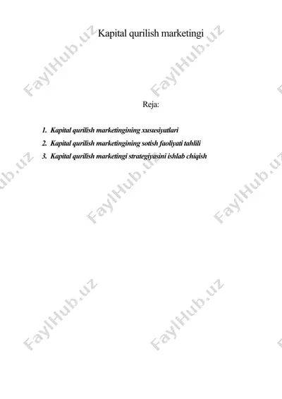 kapital qurilish marketingi — DOC