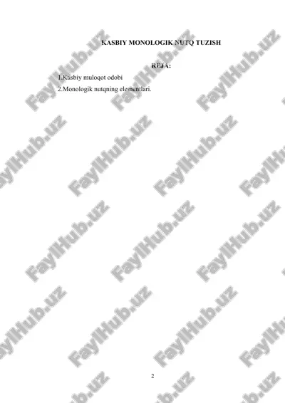 kasbiy monologik nutq tuzish — DOCX